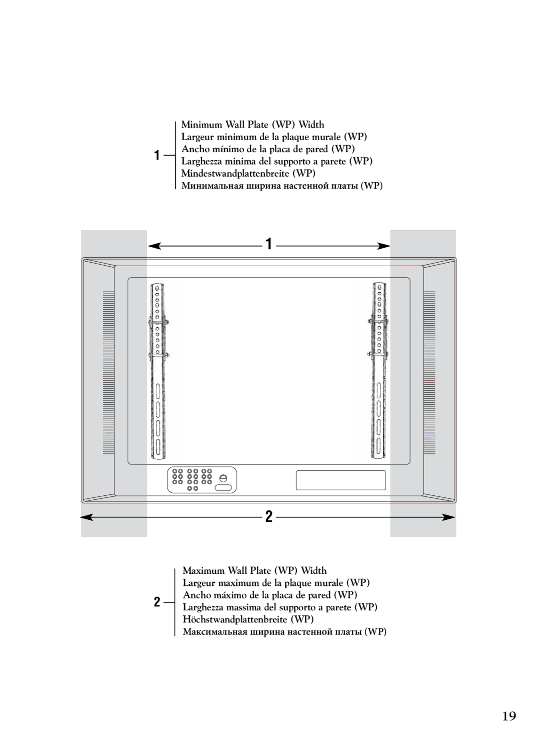 Bell'O 7640 instruction manual Максимальная ширина настенной платы WP 