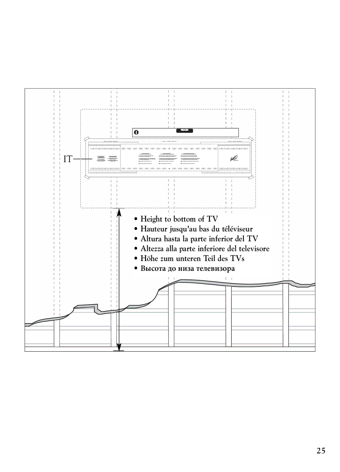 Bell'O 7640 instruction manual Высота до низа телевизора 