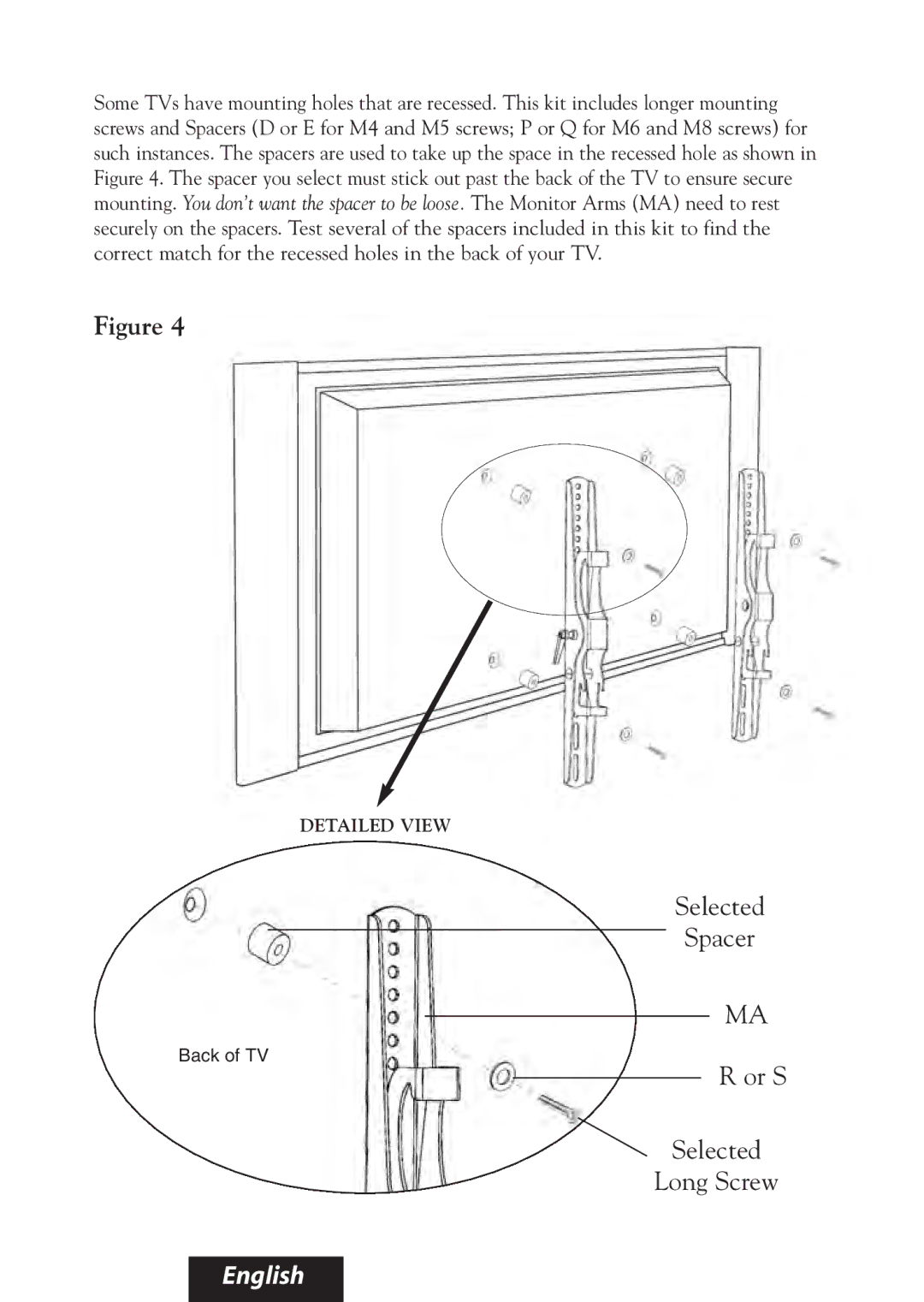 Bell'O 8335 manual Selected Spacer 