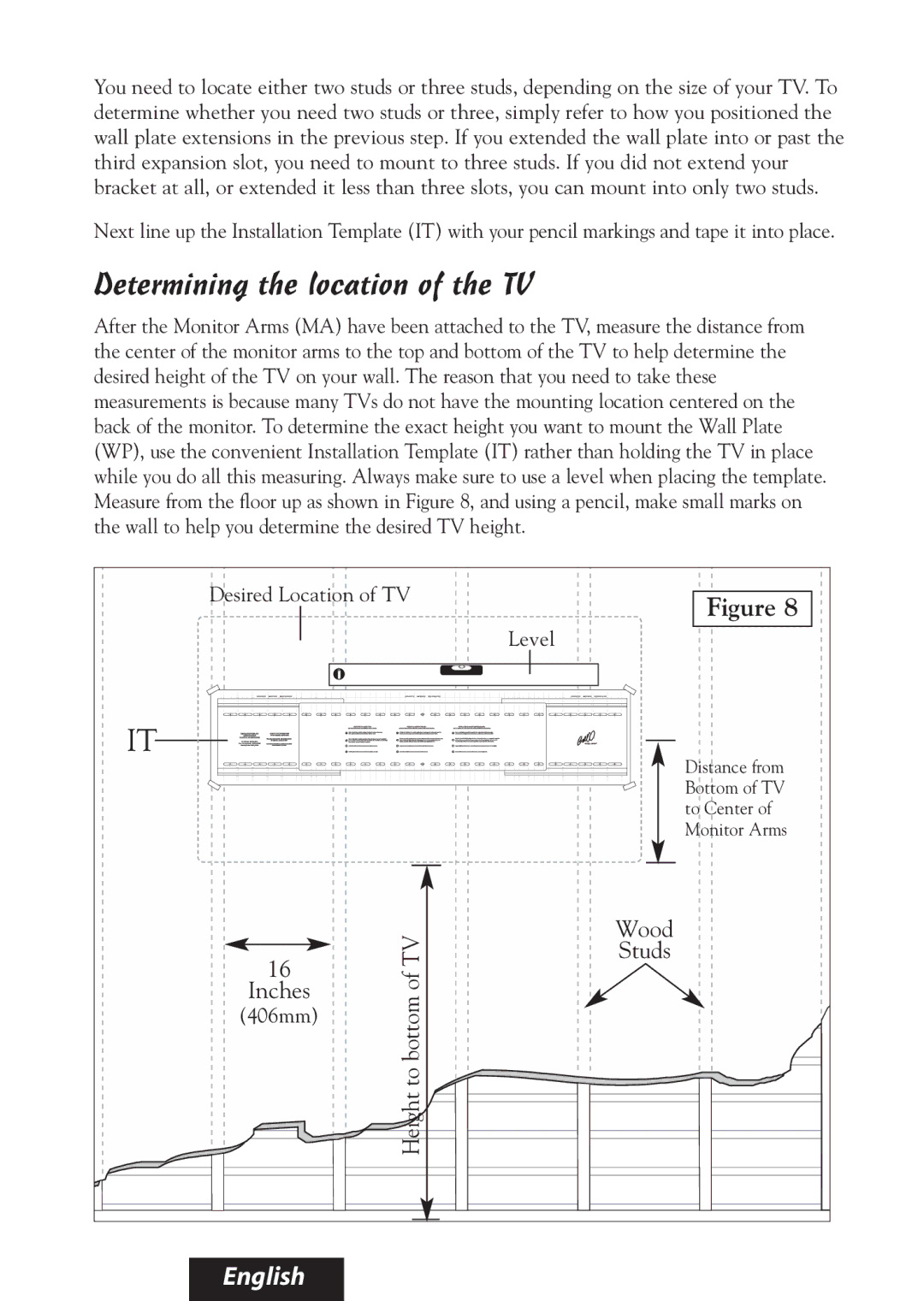 Bell'O 8335 manual Determining the location of the TV 