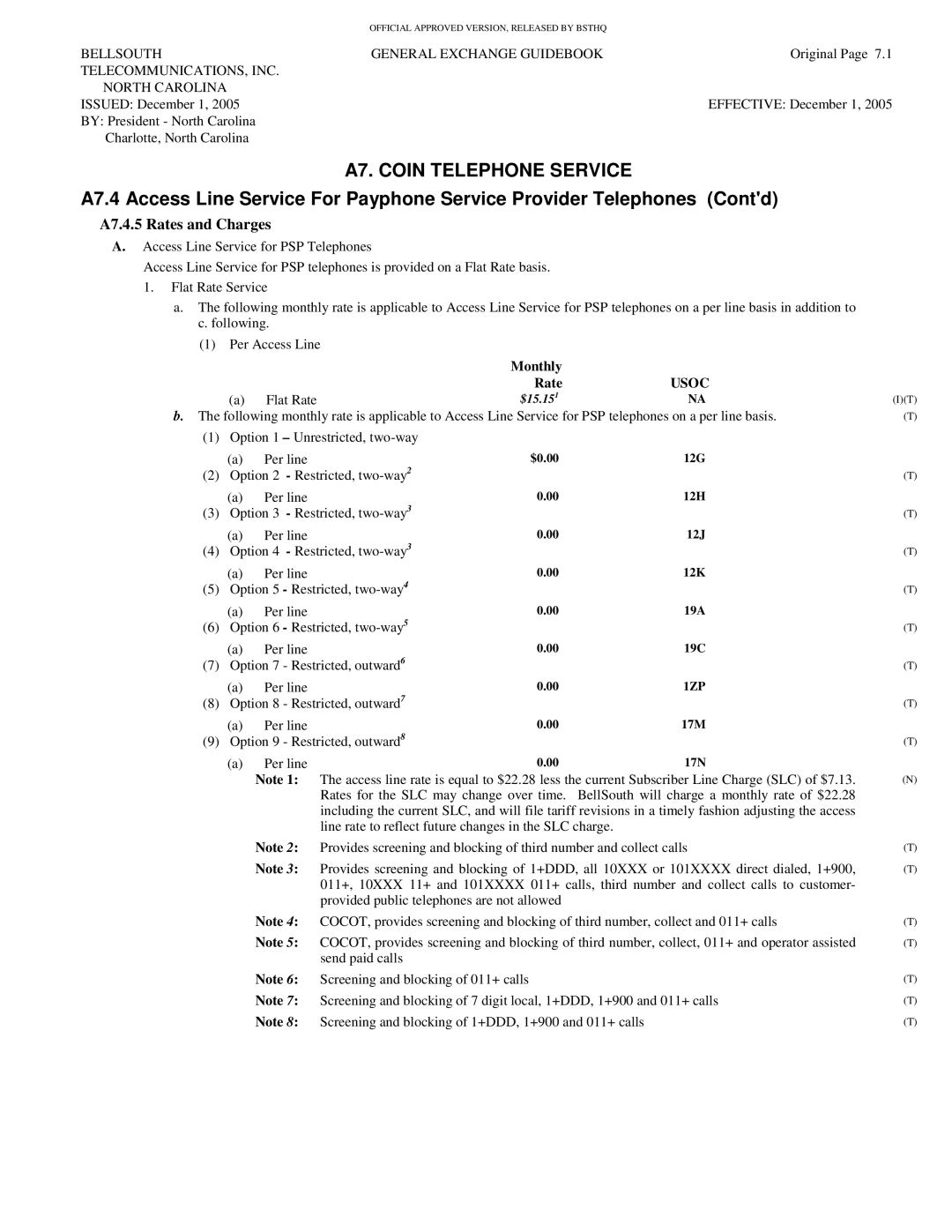 BellSouth 17 manual A7.4.5 Rates and Charges, Monthly Rate 