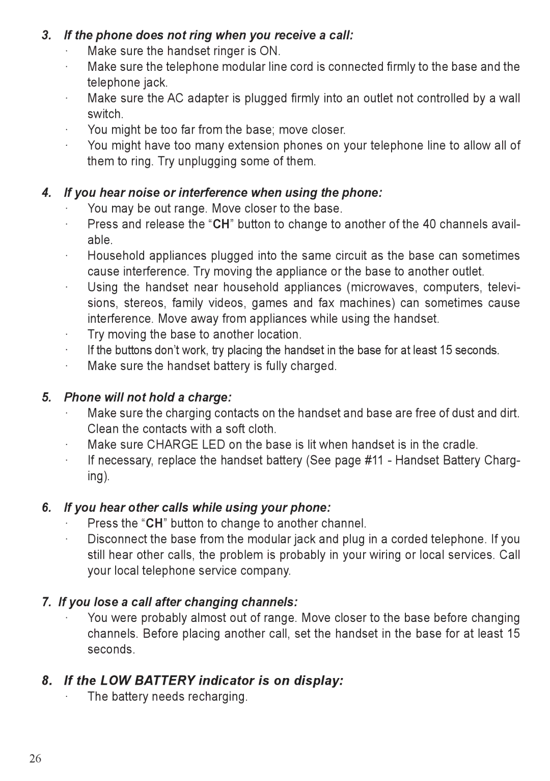 BellSouth A50 user manual If the LOW Battery indicator is on display 