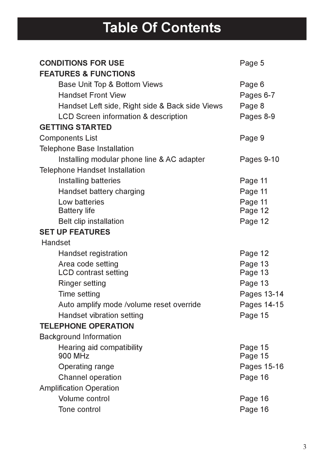 BellSouth A50 user manual Table Of Contents 