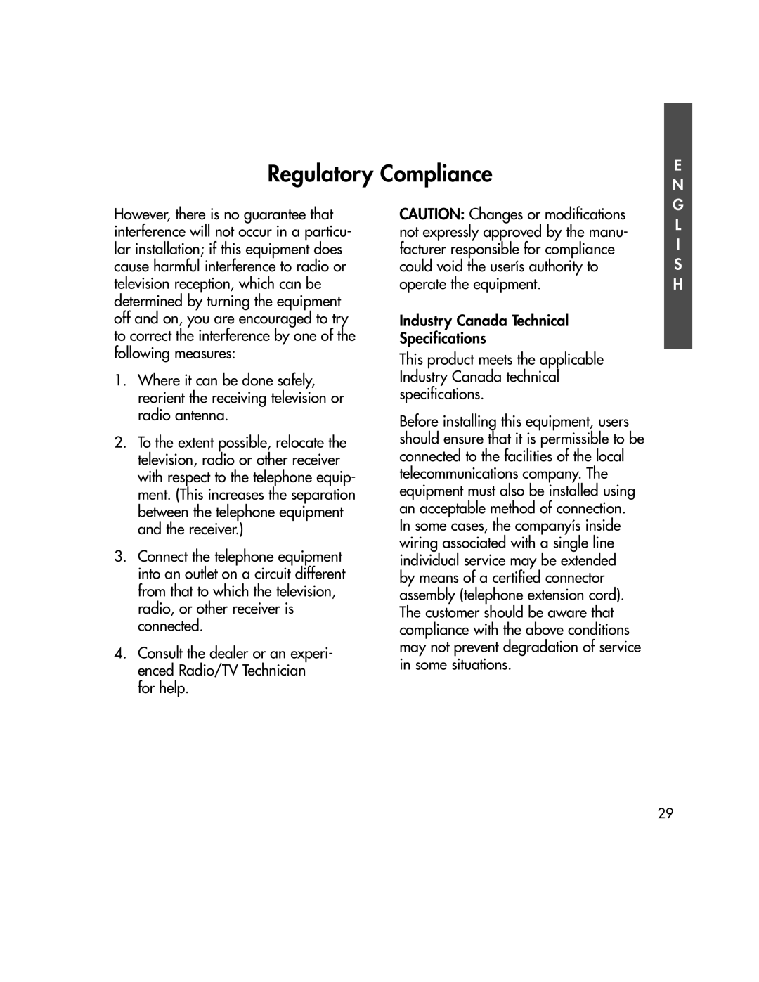 BellSouth C500 owner manual Regulatory Compliance 