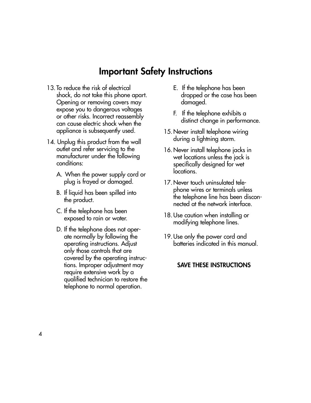 BellSouth C500 owner manual Use caution when installing or modifying telephone lines 