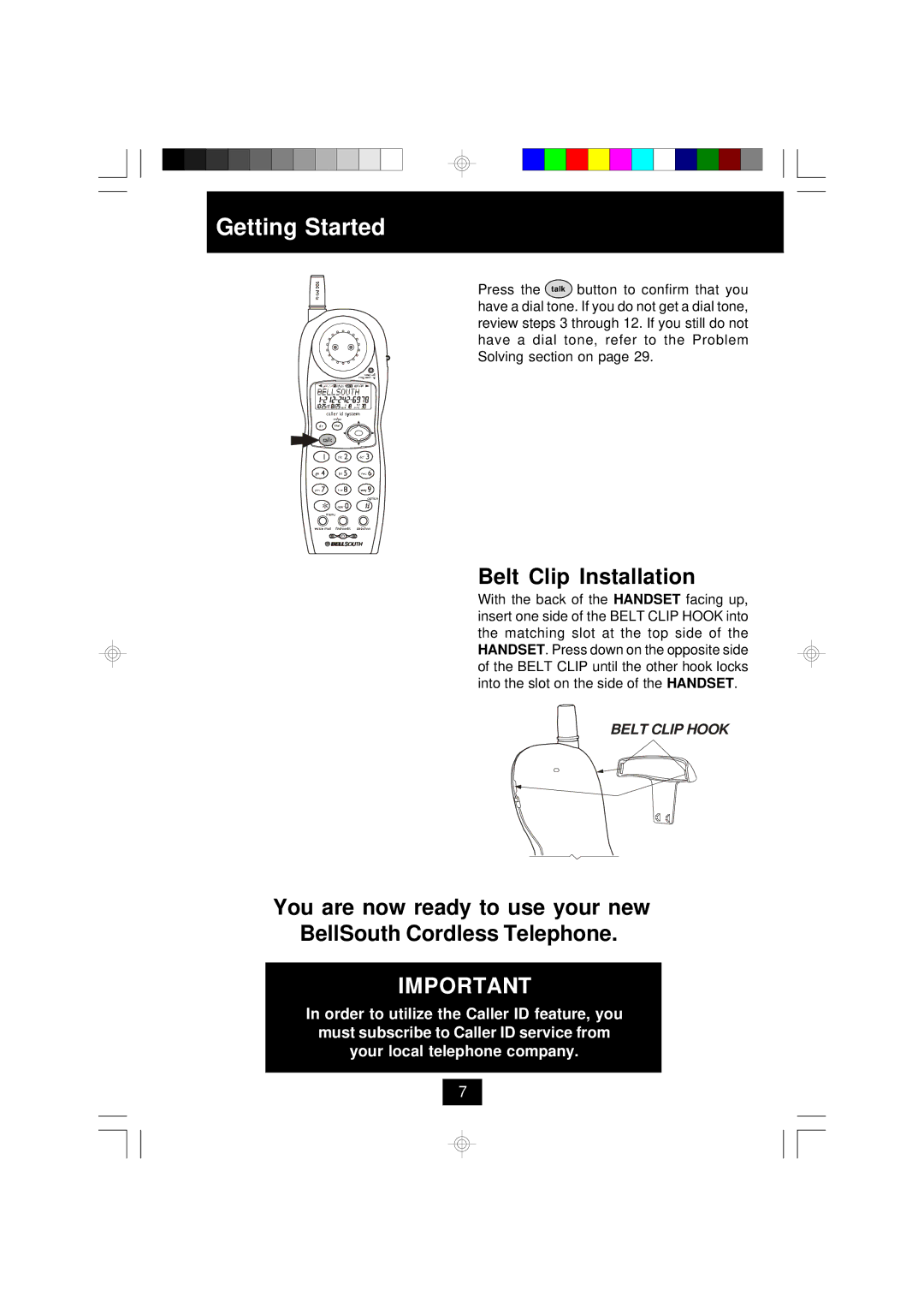 BellSouth MH9915 owner manual Belt Clip Installation 