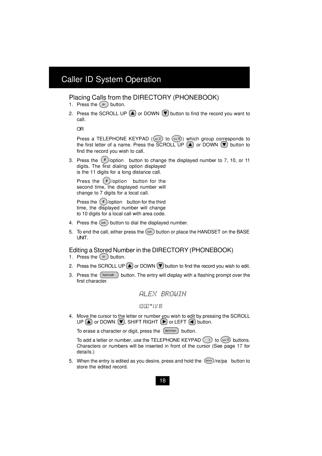 BellSouth MH9915 owner manual Placing Calls from the Directory Phonebook, # /option 