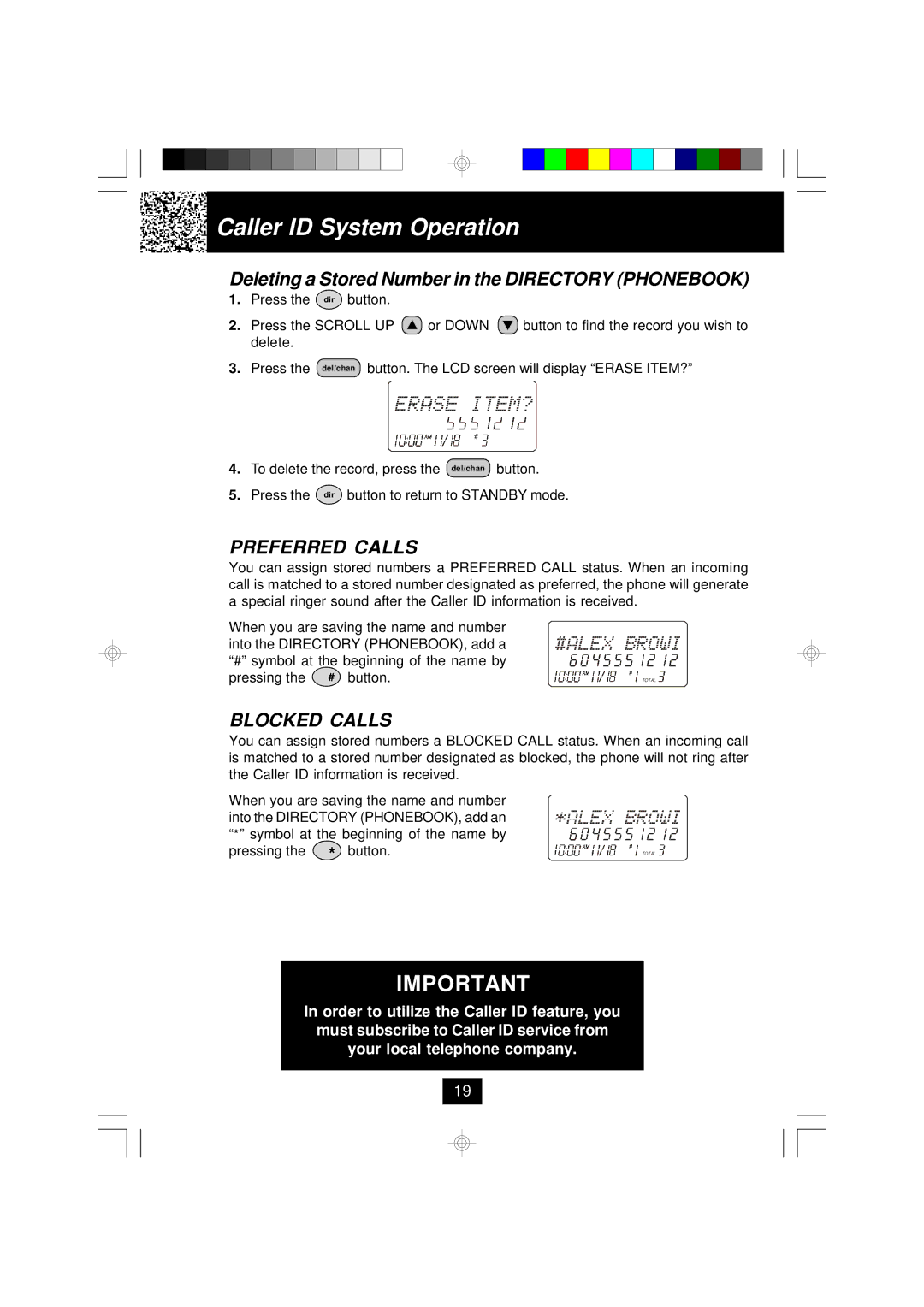 BellSouth MH9915 owner manual Deleting a Stored Number in the Directory Phonebook, Preferred Calls 