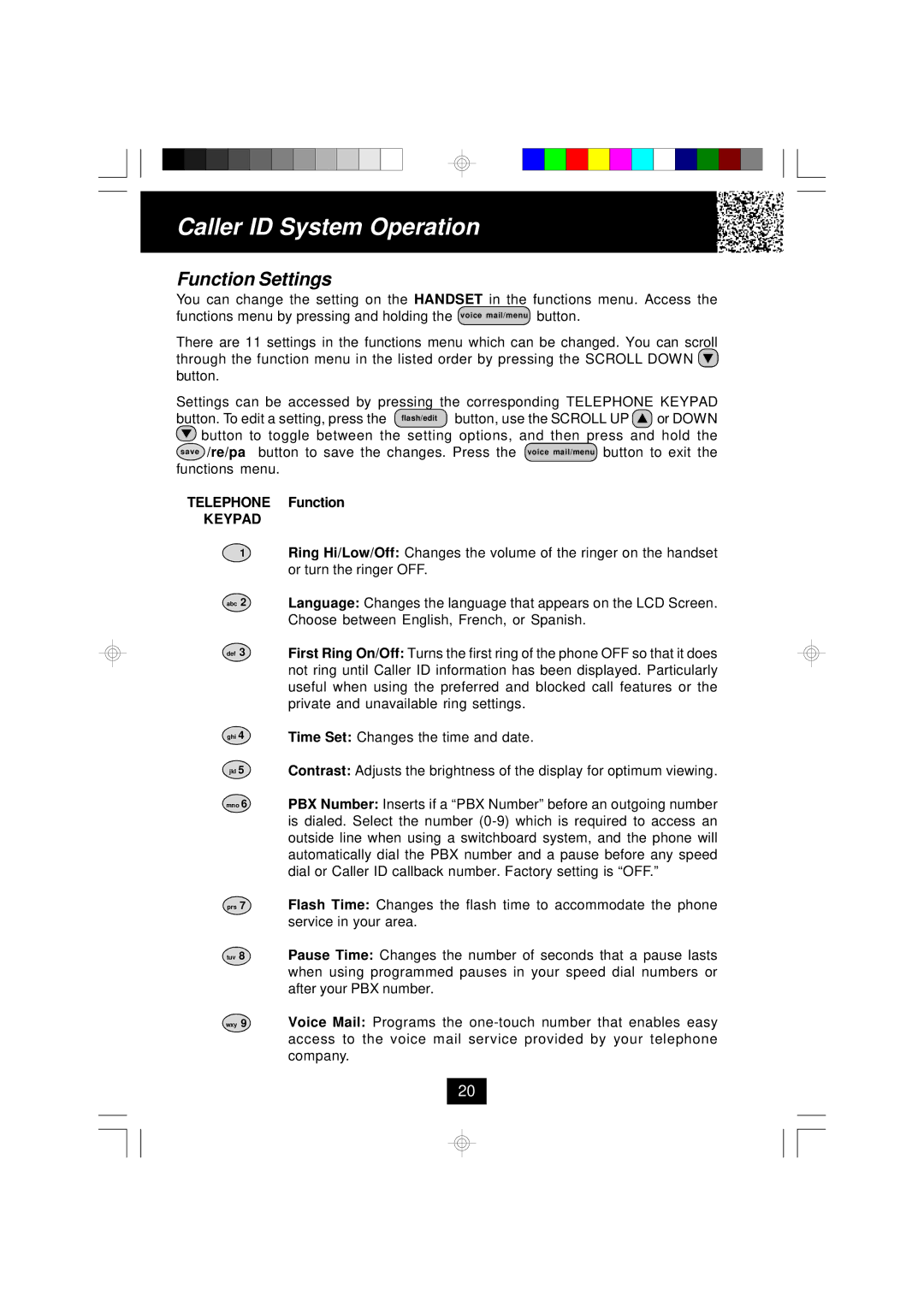 BellSouth MH9915 owner manual Function Settings 