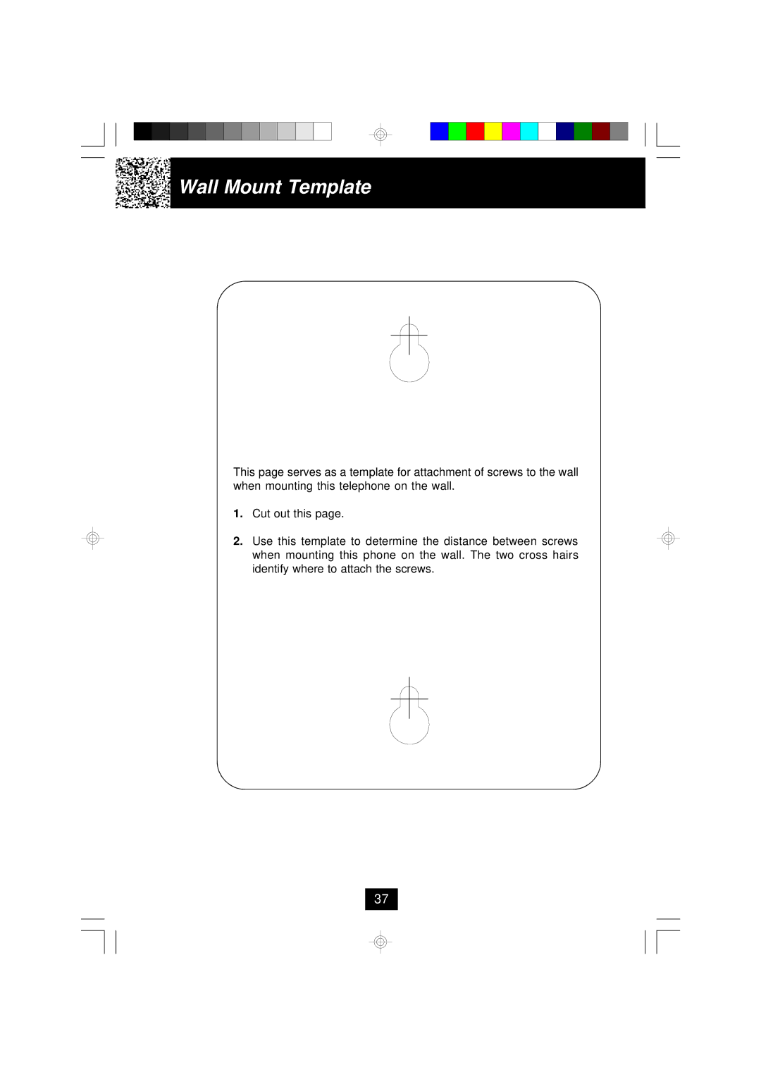 BellSouth MH9915 owner manual Wall Mount Template 