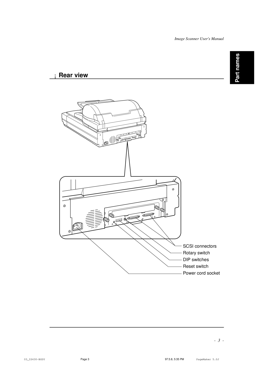 BellSouth S02294A user manual ¡ Rear view, Part names 