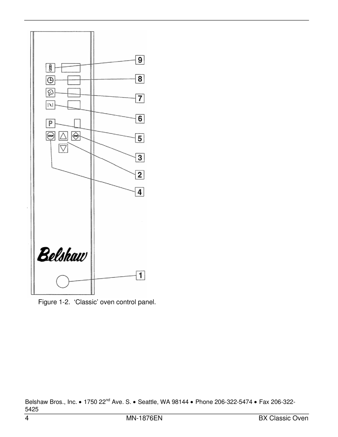 Belshaw Brothers BX Classic, 10-Tray, 4-Tray manual ‘Classic’ oven control panel 