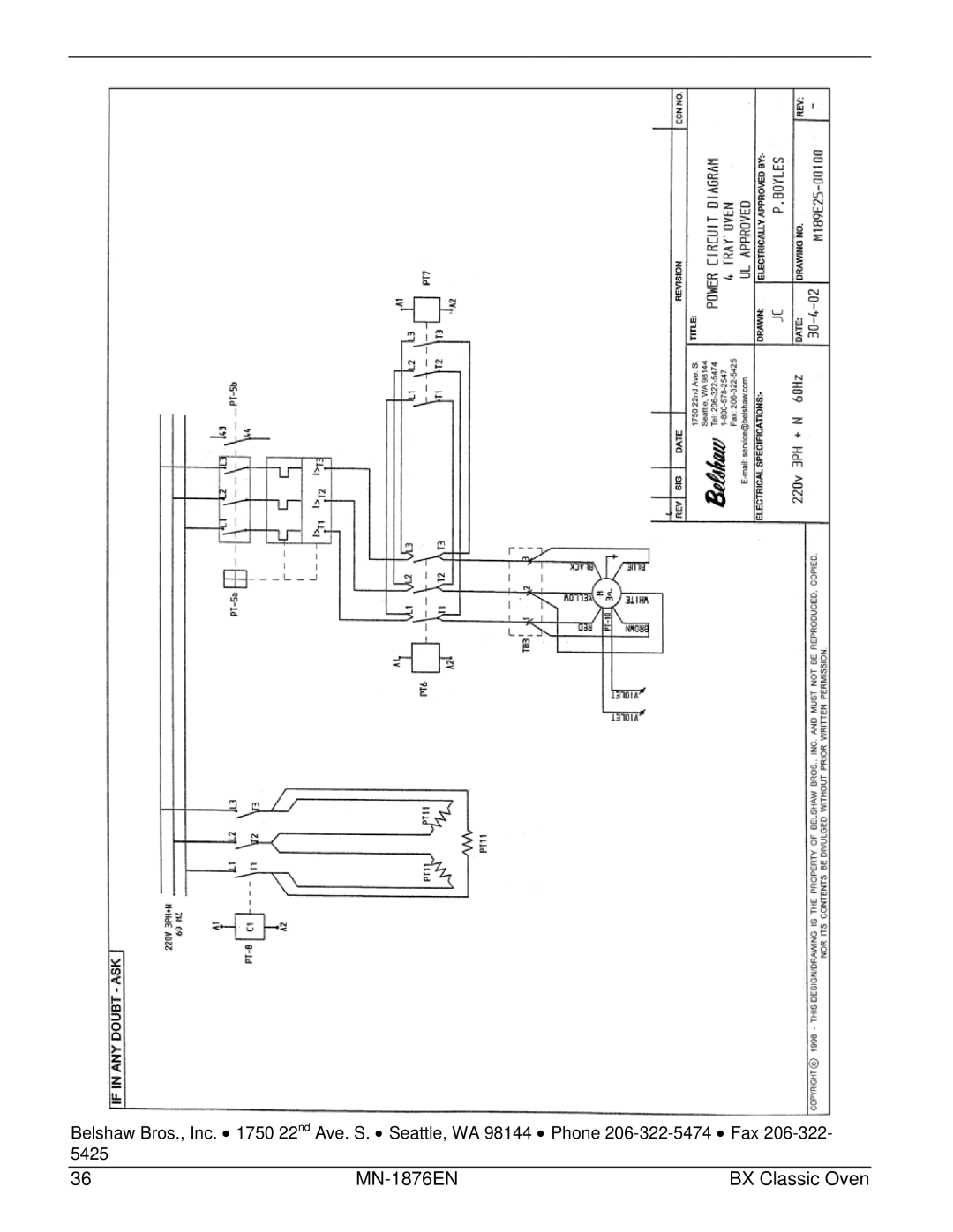 Belshaw Brothers 10-Tray, 4-Tray manual MN-1876EN BX Classic Oven 