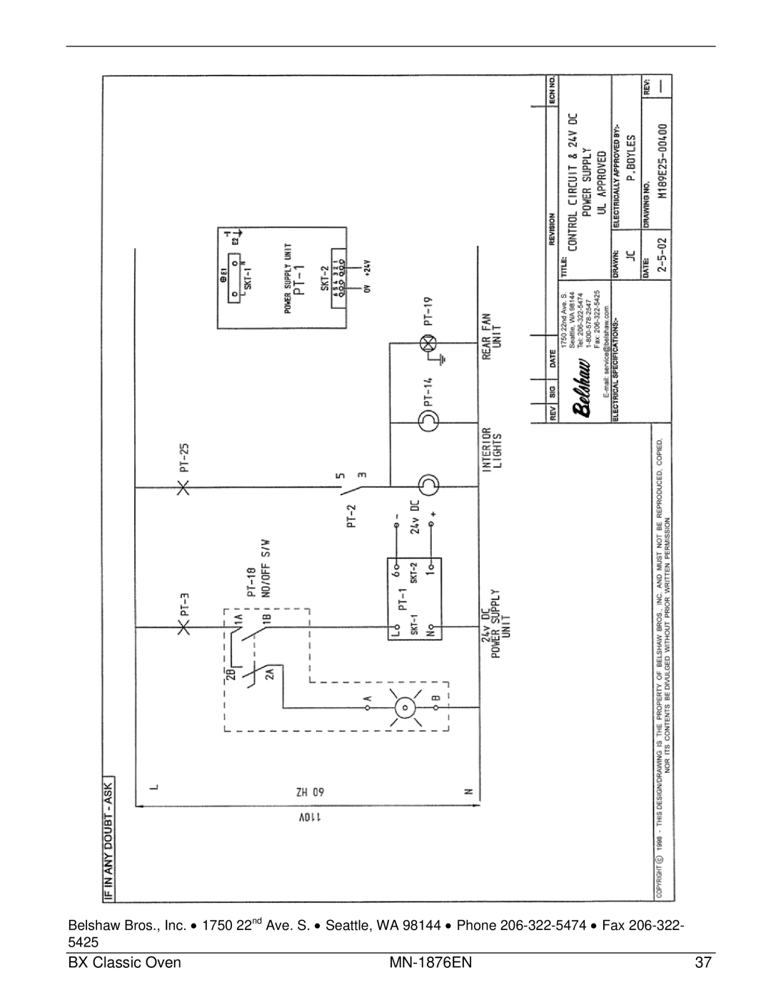 Belshaw Brothers 10-Tray, 4-Tray manual BX Classic Oven MN-1876EN 