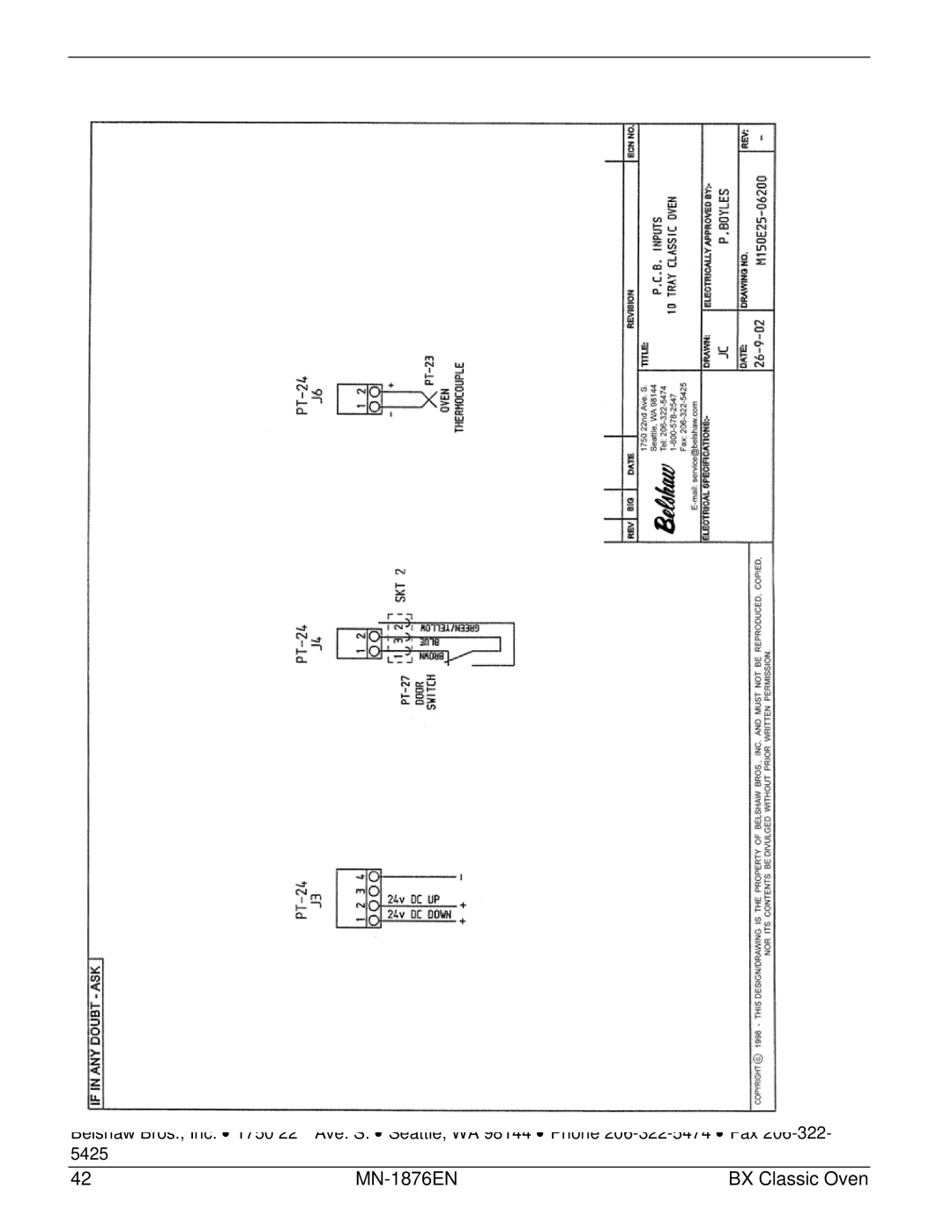 Belshaw Brothers 10-Tray, 4-Tray manual MN-1876EN BX Classic Oven 