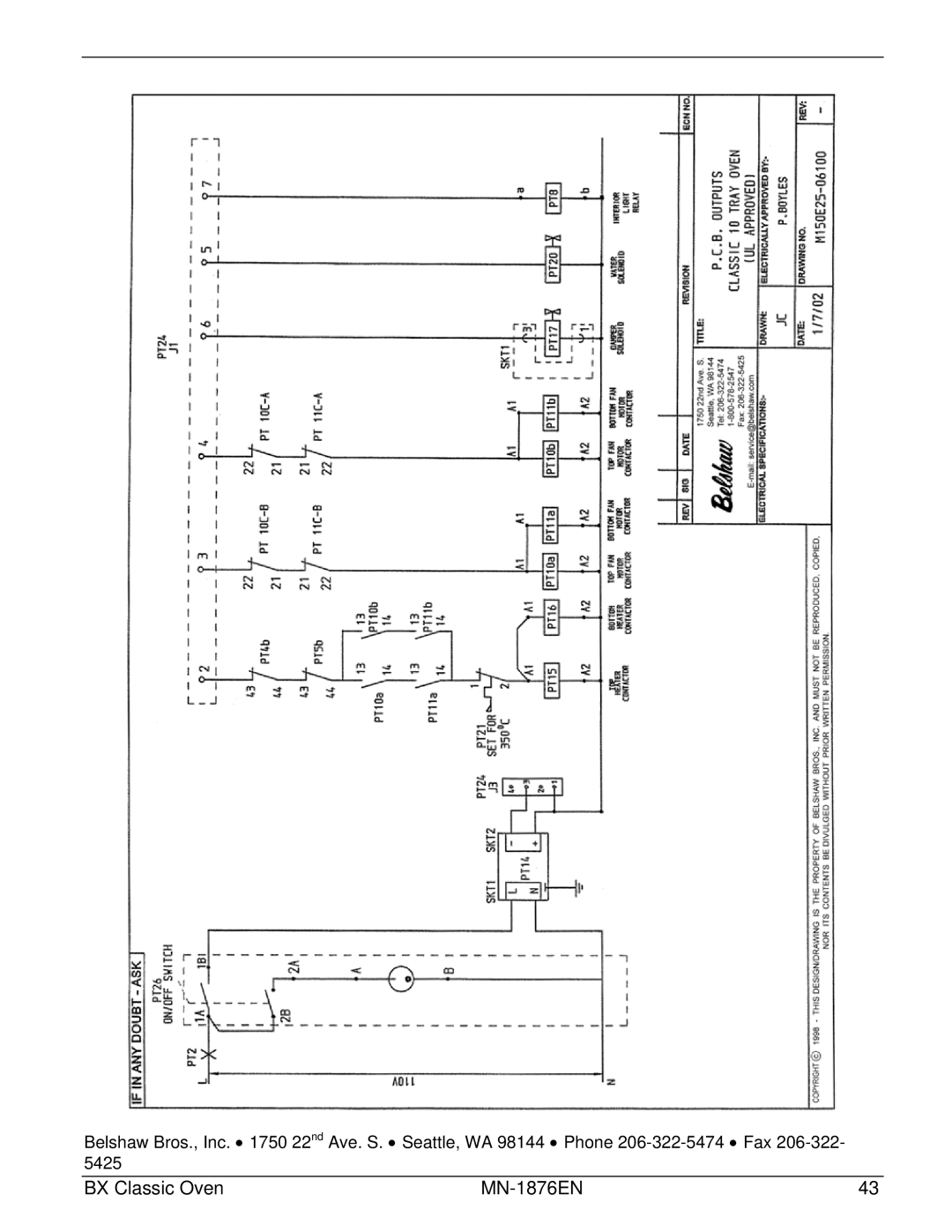 Belshaw Brothers 10-Tray, 4-Tray manual BX Classic Oven MN-1876EN 