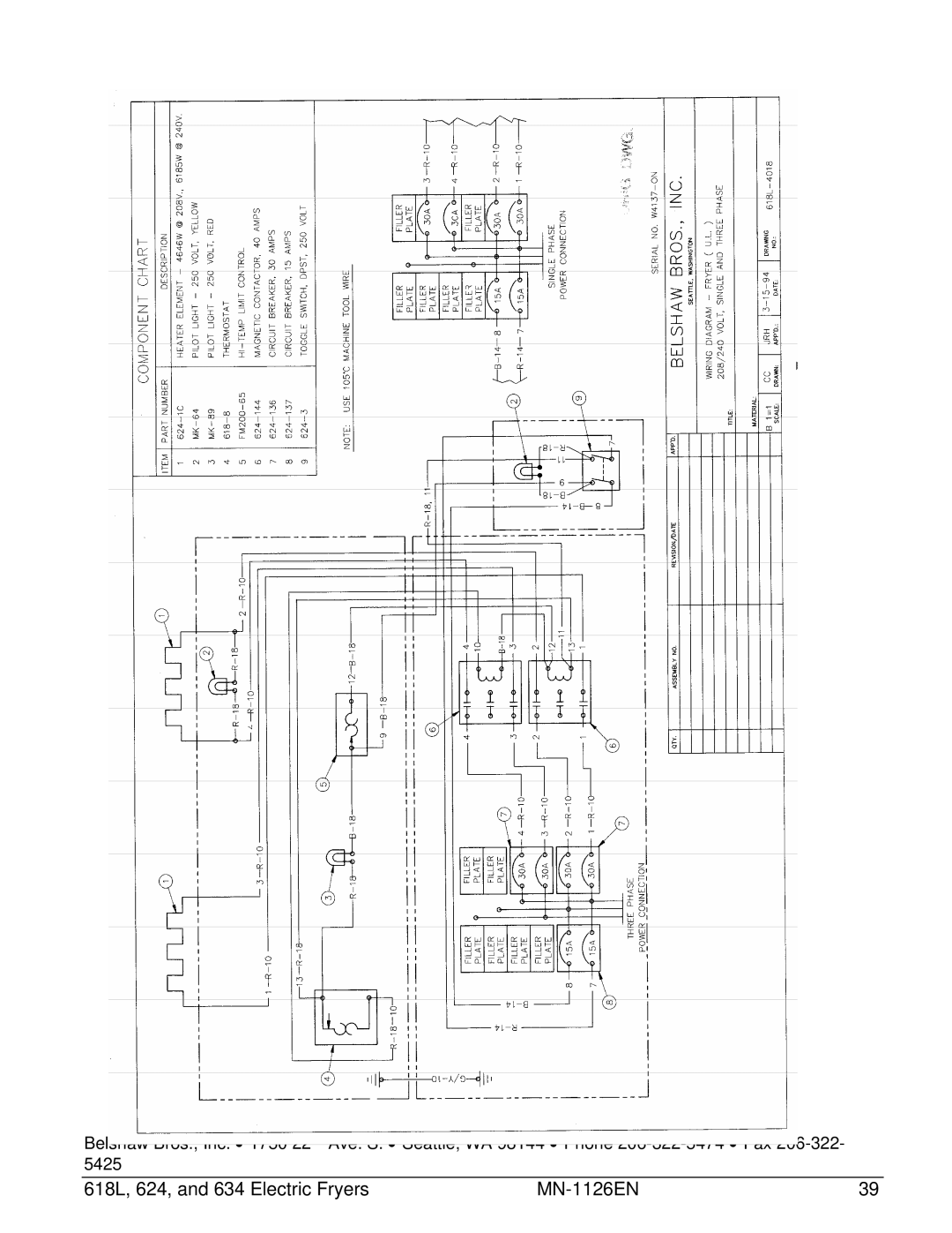 Belshaw Brothers manual 618L, 624, and 634 Electric Fryers MN-1126EN 