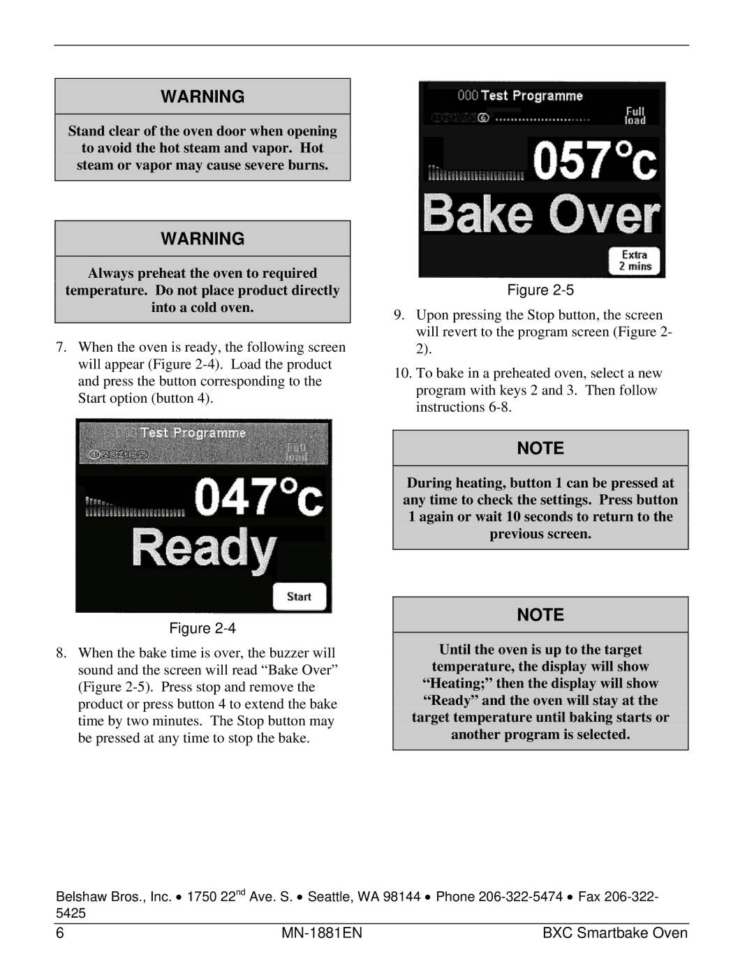 Belshaw Brothers manual MN-1881EN BXC Smartbake Oven 