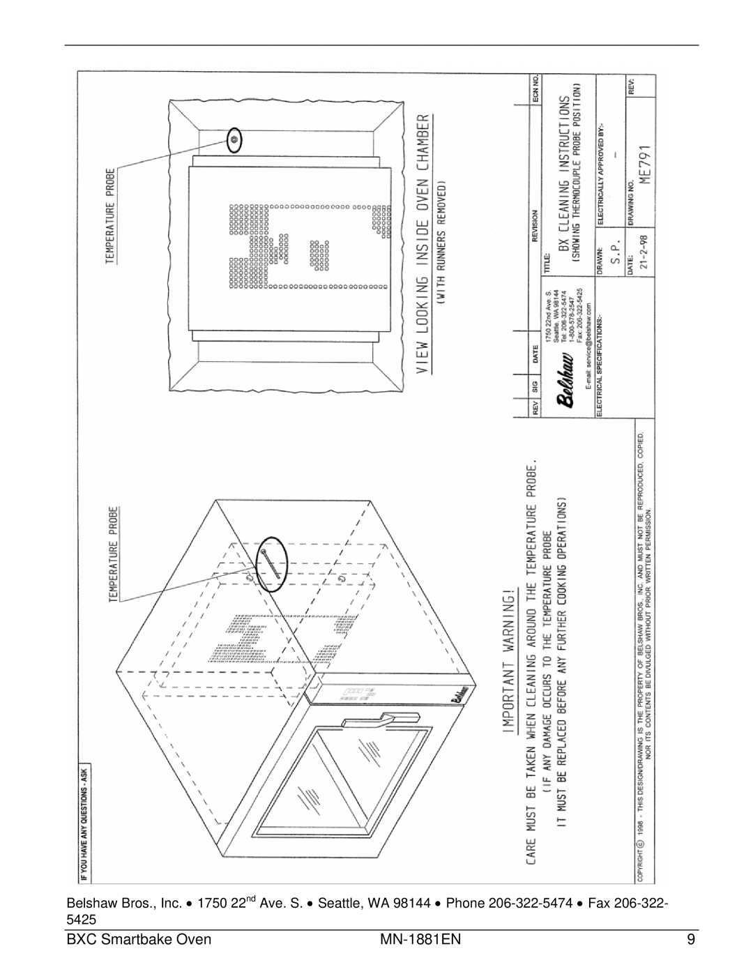 Belshaw Brothers manual BXC Smartbake Oven MN-1881EN 