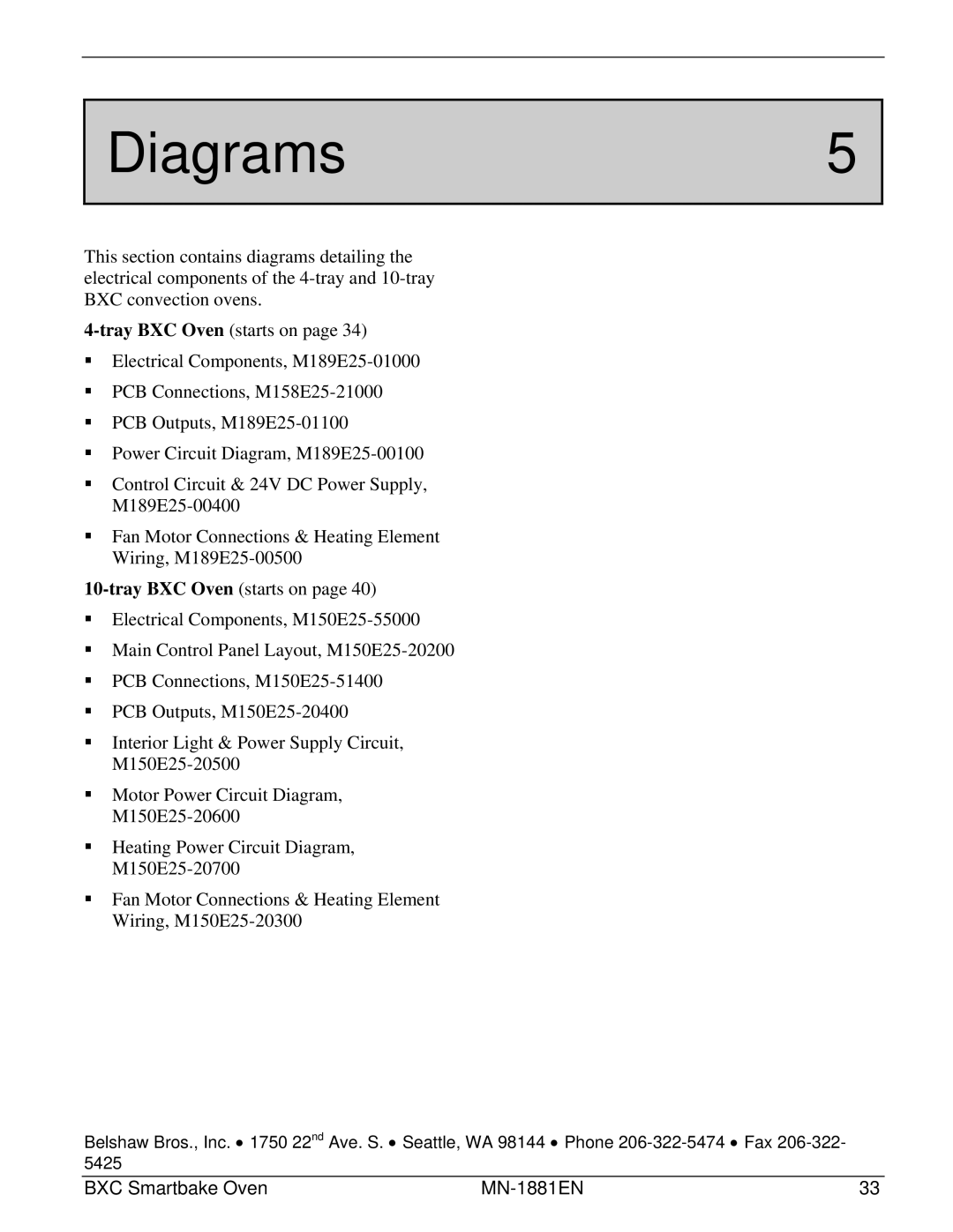 Belshaw Brothers BXC Smartbake manual Diagrams5 