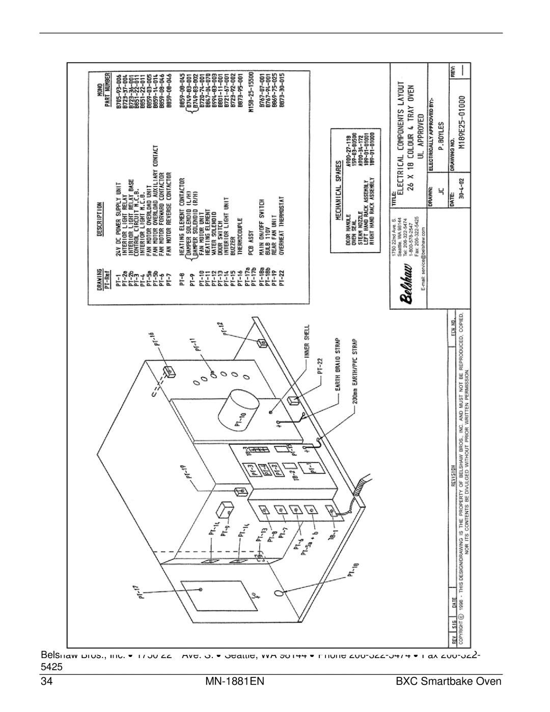 Belshaw Brothers manual MN-1881EN BXC Smartbake Oven 