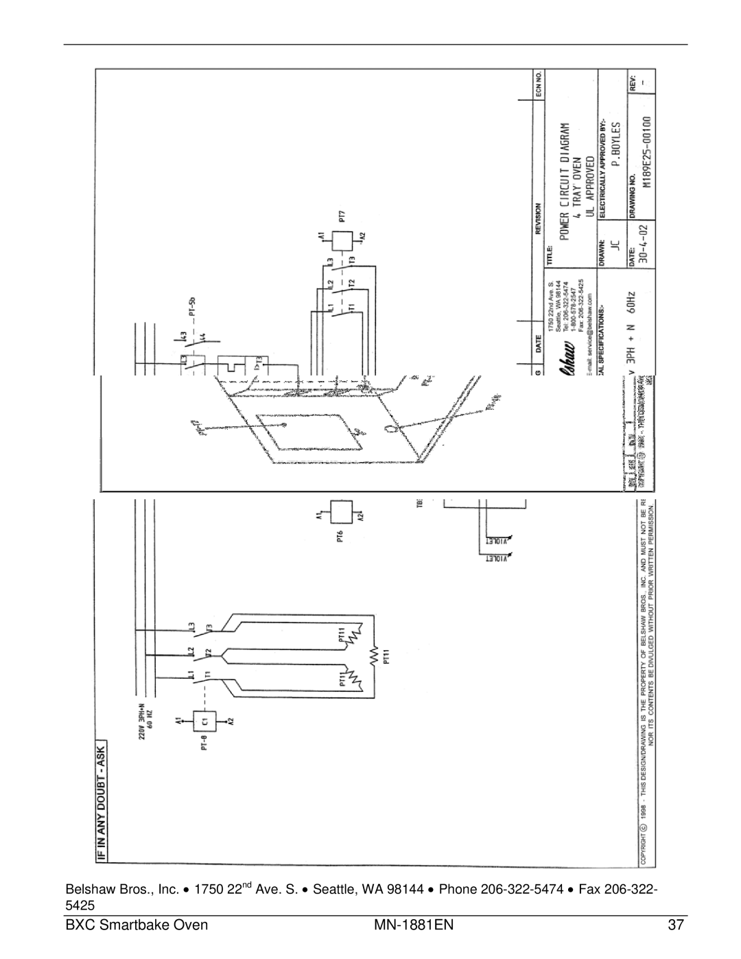 Belshaw Brothers manual BXC Smartbake Oven MN-1881EN 