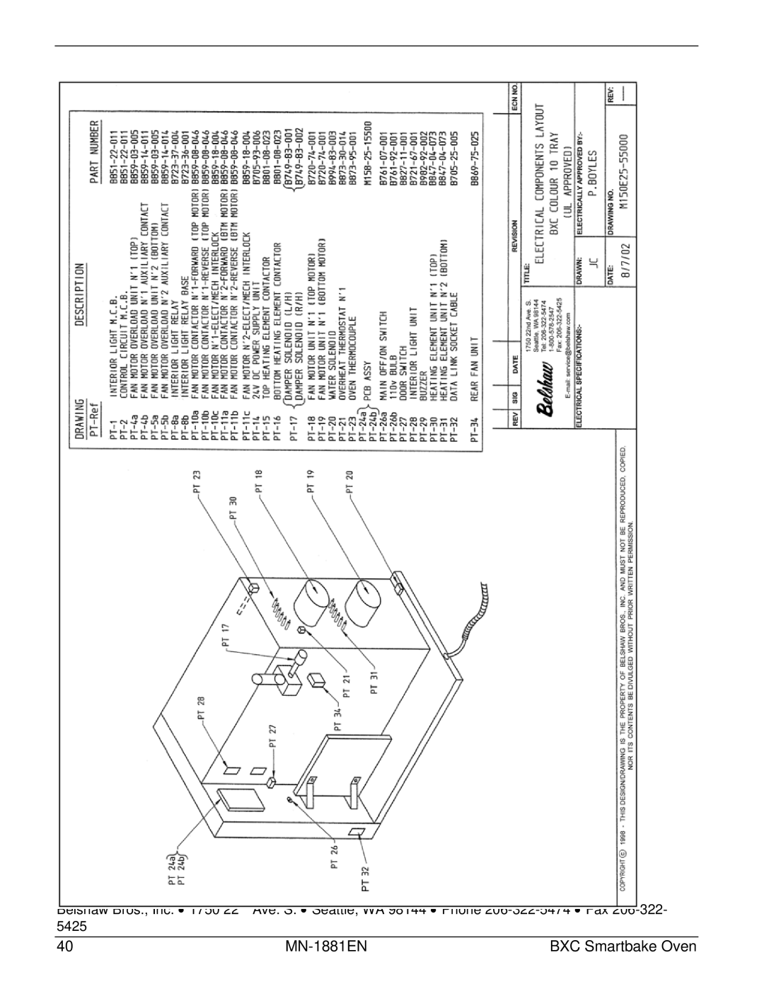 Belshaw Brothers manual MN-1881EN BXC Smartbake Oven 