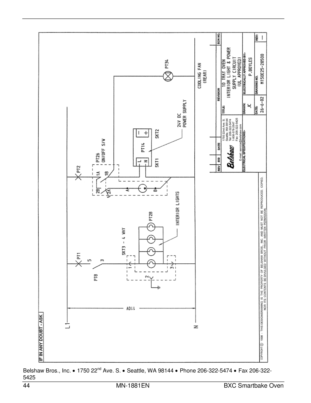 Belshaw Brothers manual MN-1881EN BXC Smartbake Oven 