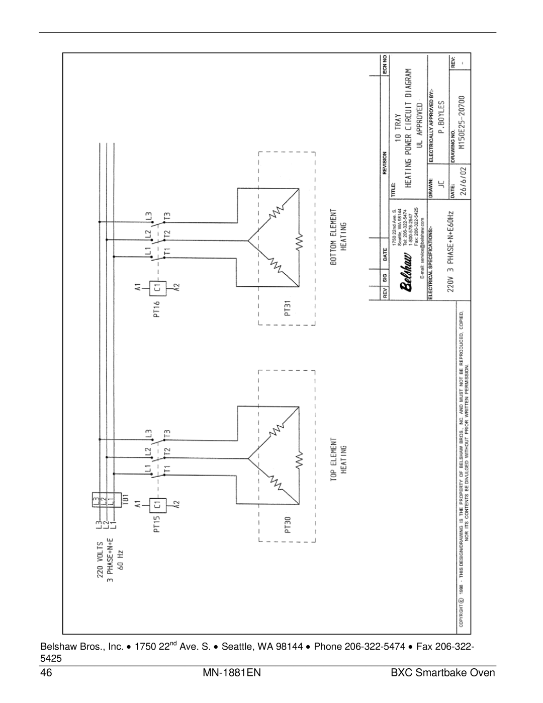 Belshaw Brothers manual MN-1881EN BXC Smartbake Oven 