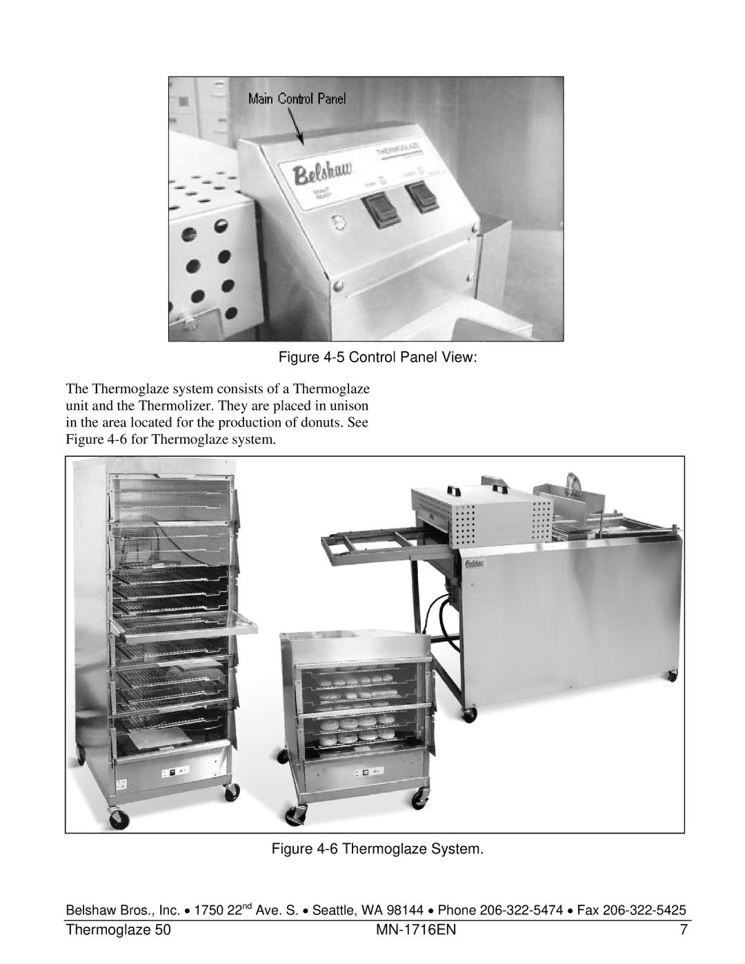 Belshaw Brothers TG 50 manual Control Panel View 