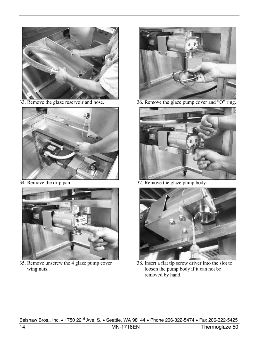 Belshaw Brothers TG 50 manual MN-1716EN Thermoglaze 