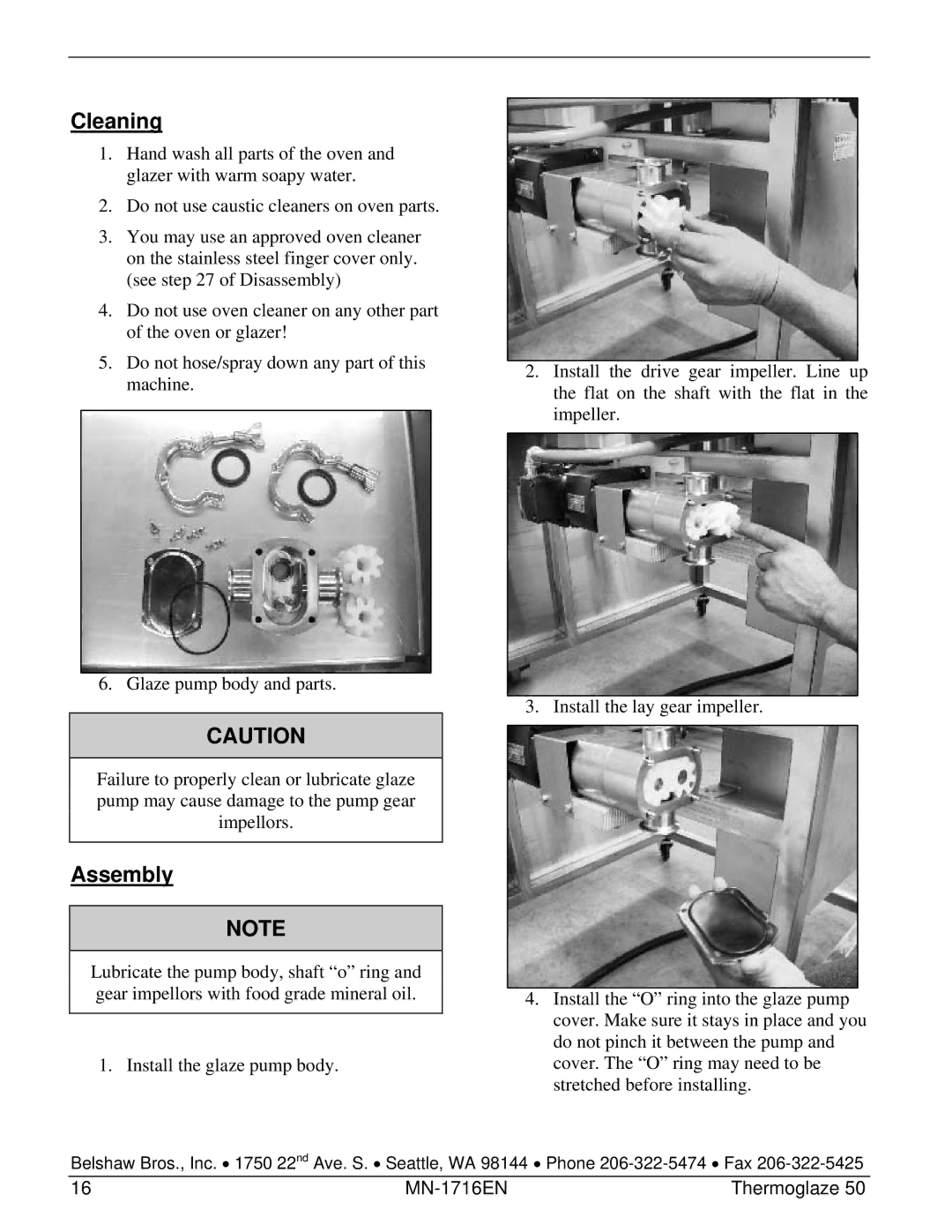 Belshaw Brothers TG 50 manual Cleaning 