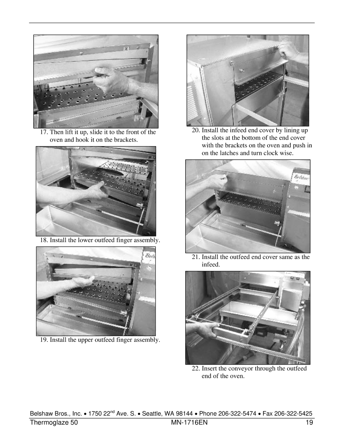 Belshaw Brothers TG 50 manual Thermoglaze MN-1716EN 