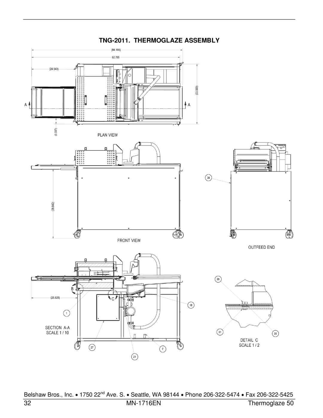 Belshaw Brothers TG 50 manual TNG-2011. Thermoglaze Assembly 