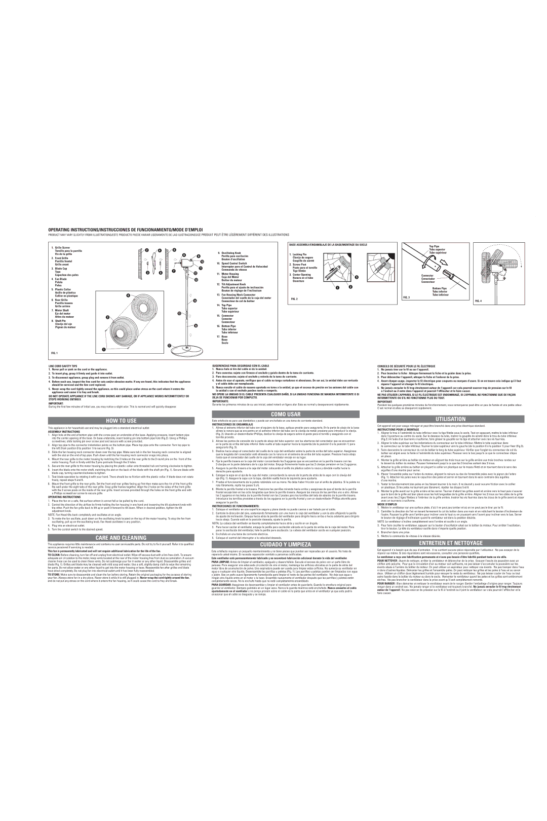 Belson WSF1610, WSF1612, WSF1611 user service HOW to USE, Care and Cleaning, Como Usar, Cuidado Y Limpieza, Utilisation 