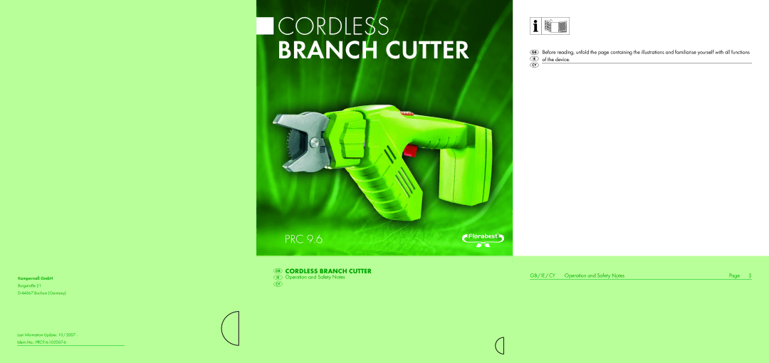 Bench 32PFL7582D manual Cordless Branch Cutter 