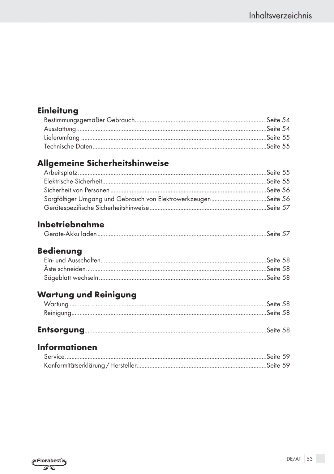 Bench PRC 9.6 manual Inhaltsverzeichnis 