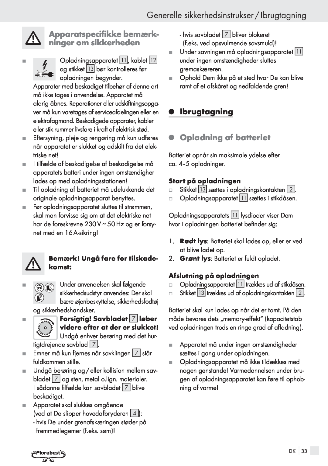 Bench PRC 9.6 manual Generelle sikkerhedsinstrukser / Ibrugtagning, Apparatspecifikke bemærk- ninger om sikkerheden 