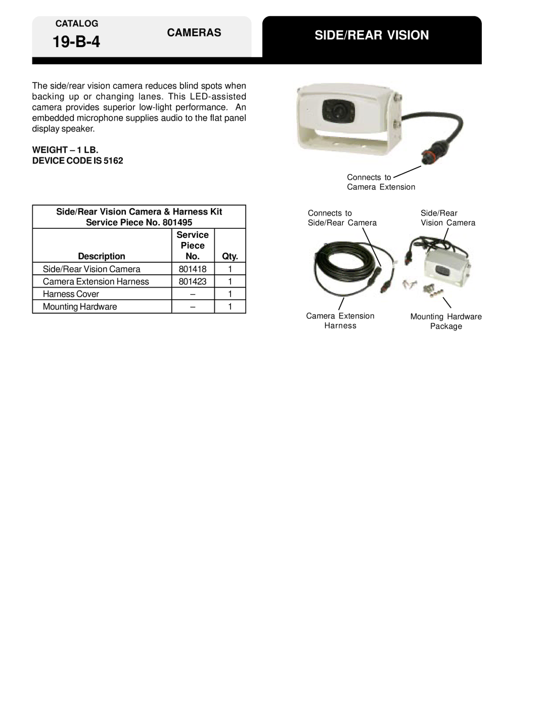 BENDIX 19-A-1 manual 19-B-4, SIDE/REAR Vision 