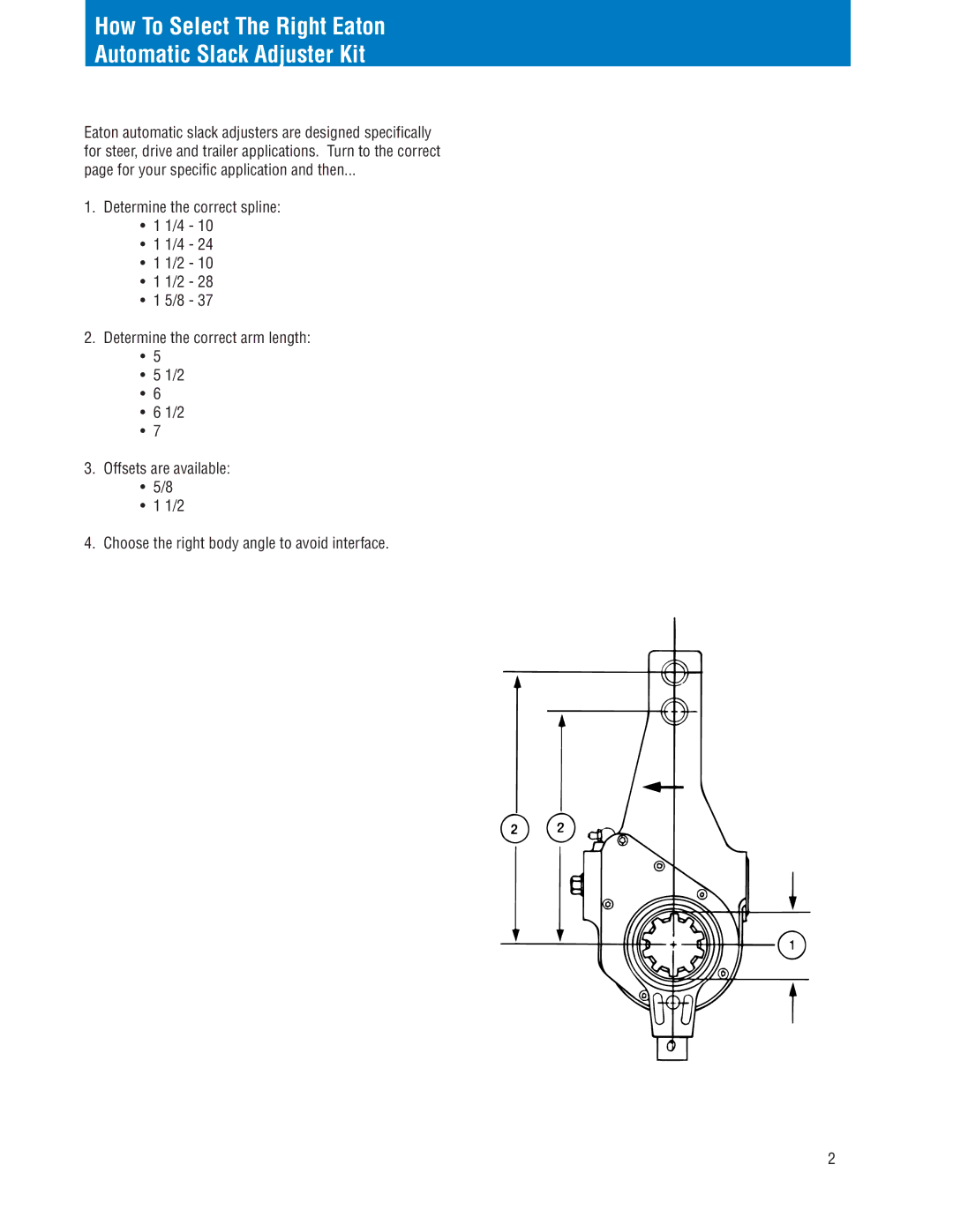 BENDIX BRIP-0075 manual How To Select The Right Eaton Automatic Slack Adjuster Kit 