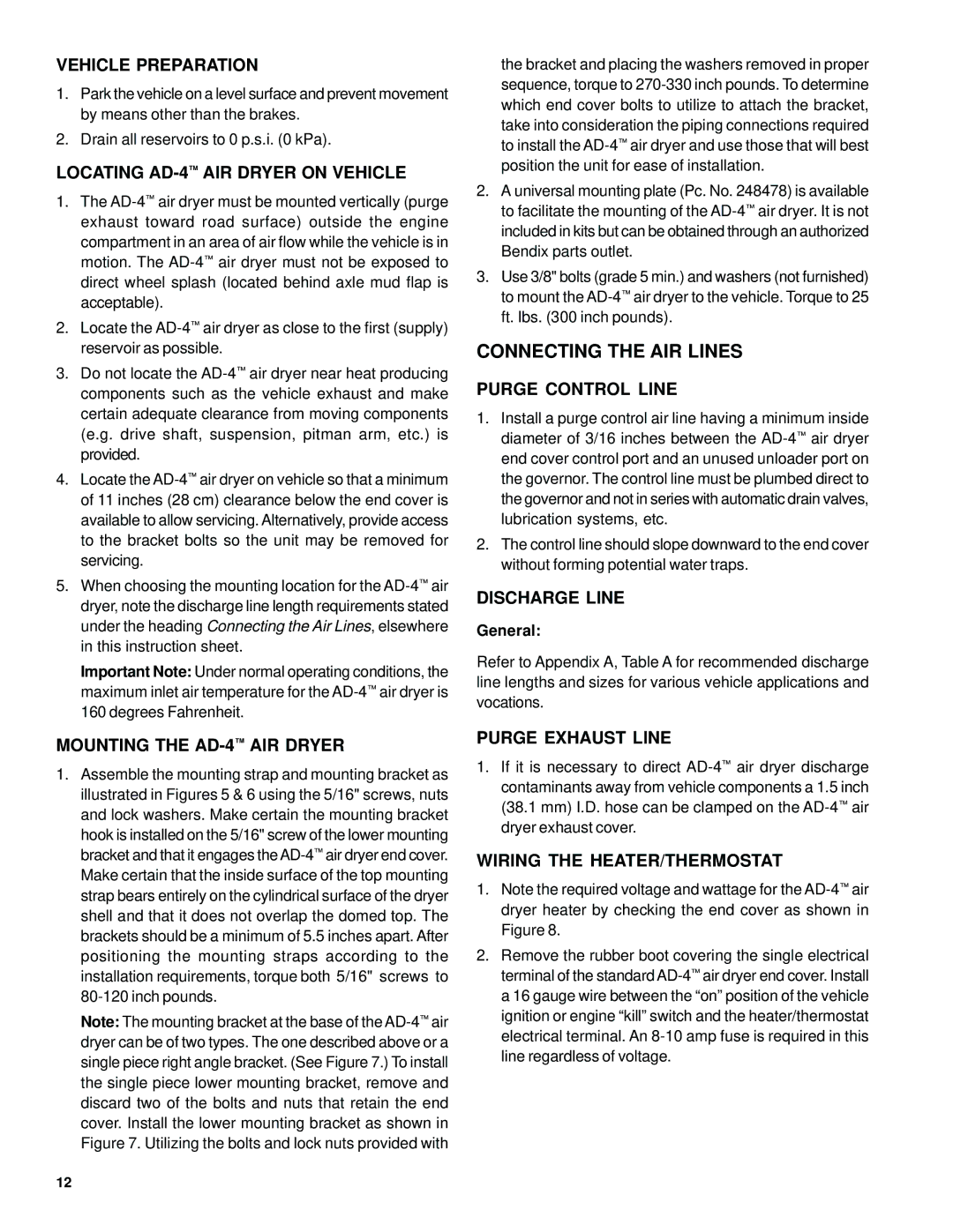 BENDIX BW1450 manual Connecting the AIR Lines 