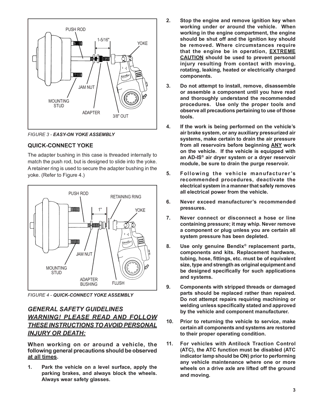 BENDIX BW1602 manual QUICK‑CONNECT Yoke 