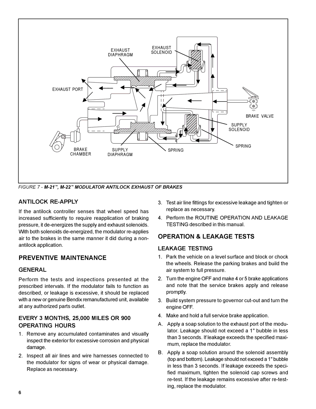 BENDIX BW1664 manual Preventive Maintenance, Operation & Leakage Tests 