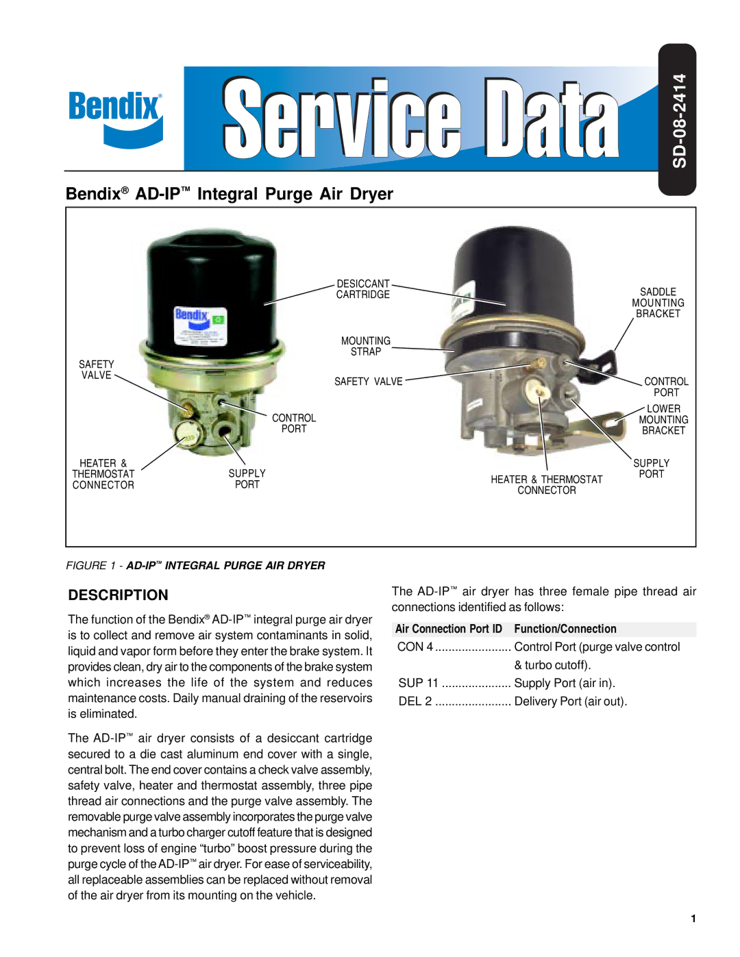 BENDIX BW1811 manual SD-08-2414, Function/Connection 