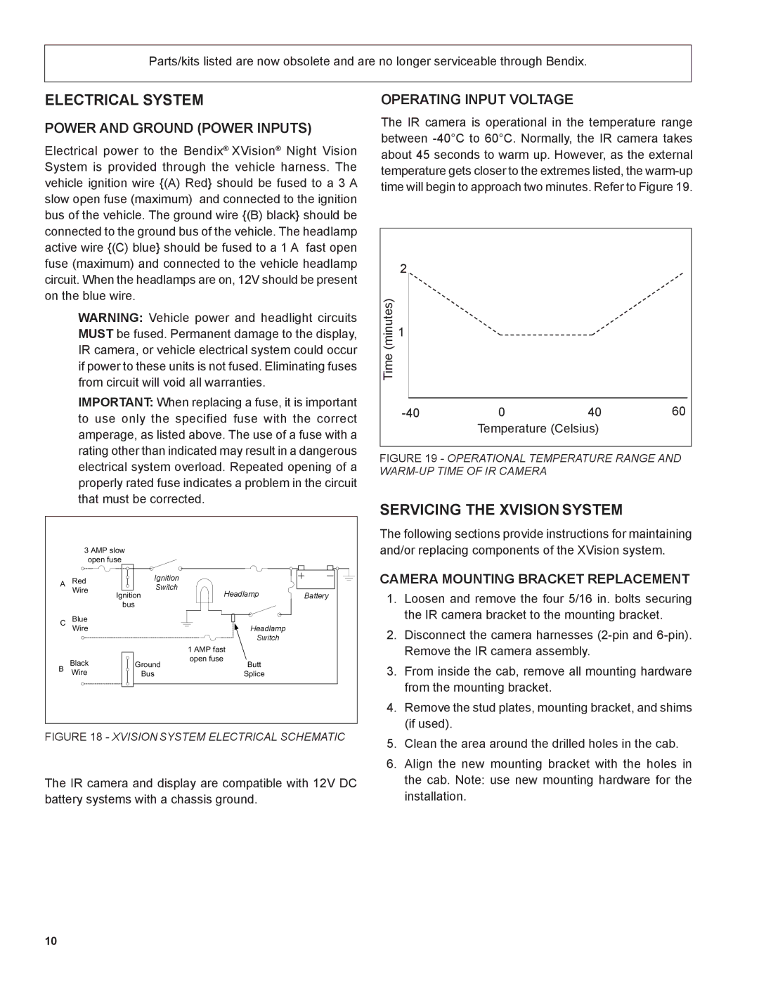 BENDIX BW2212 Electrical System, Servicing the Xvision System, Power and Ground Power Inputs, Operating Input Voltage 