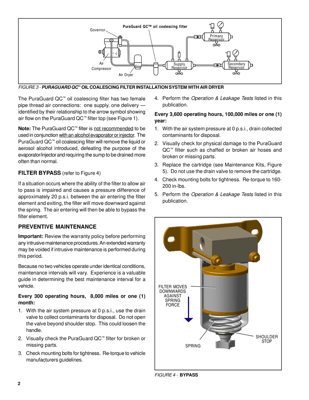 BENDIX BW2396 manual Preventive Maintenance, Every 300 operating hours, 8,000 miles or one 1 month 