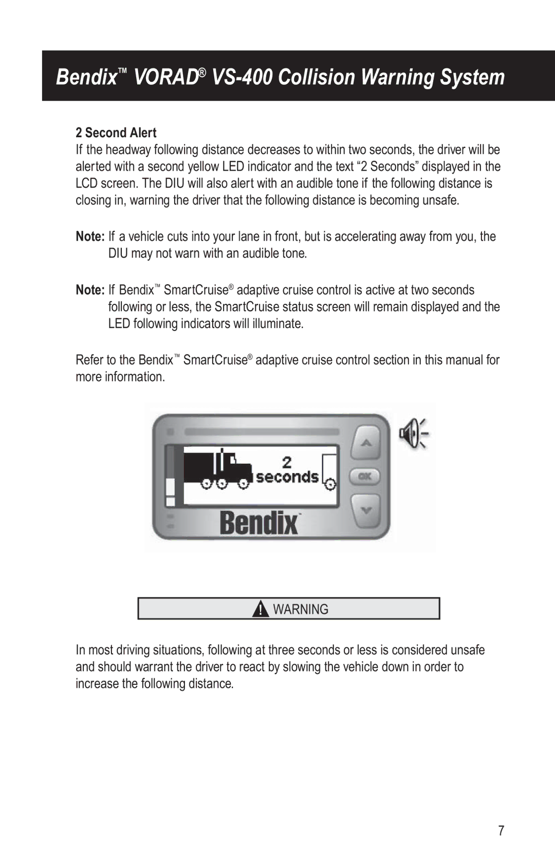 BENDIX BW2769 manual Bendix Vorad VS-400 Collision Warning System 