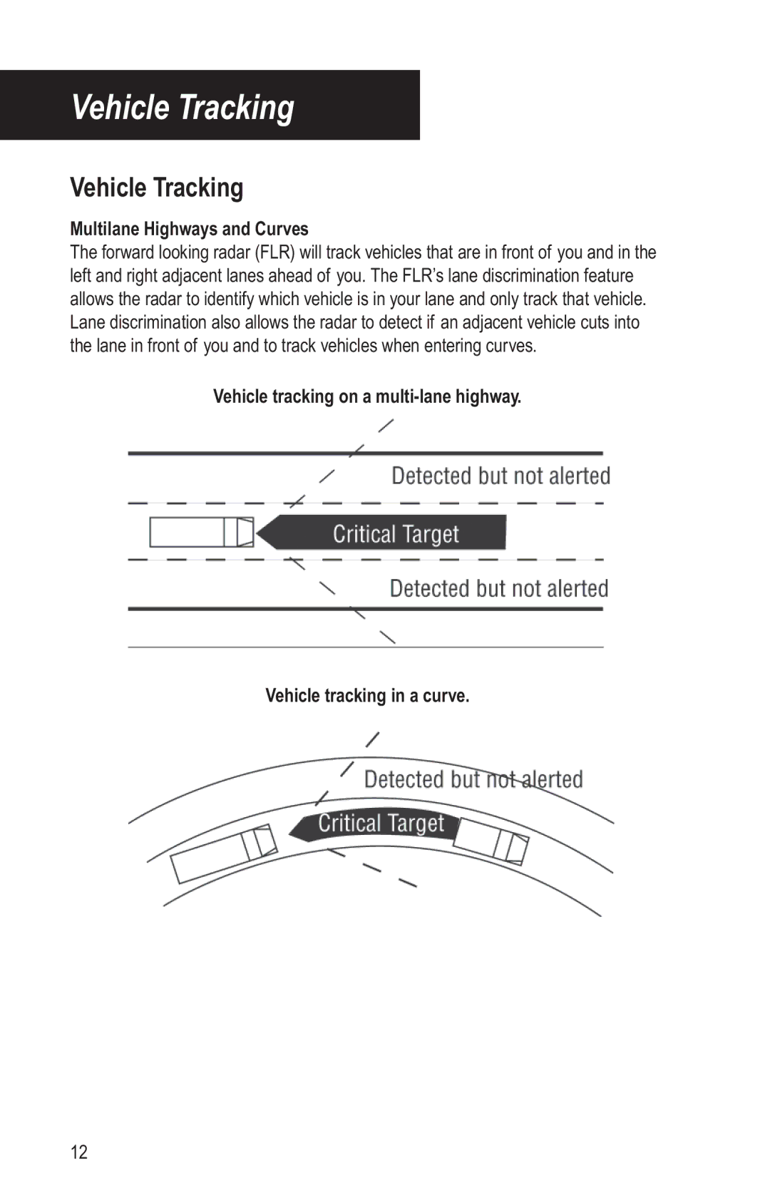 BENDIX BW2769 manual Vehicle Tracking, Multilane Highways and Curves 