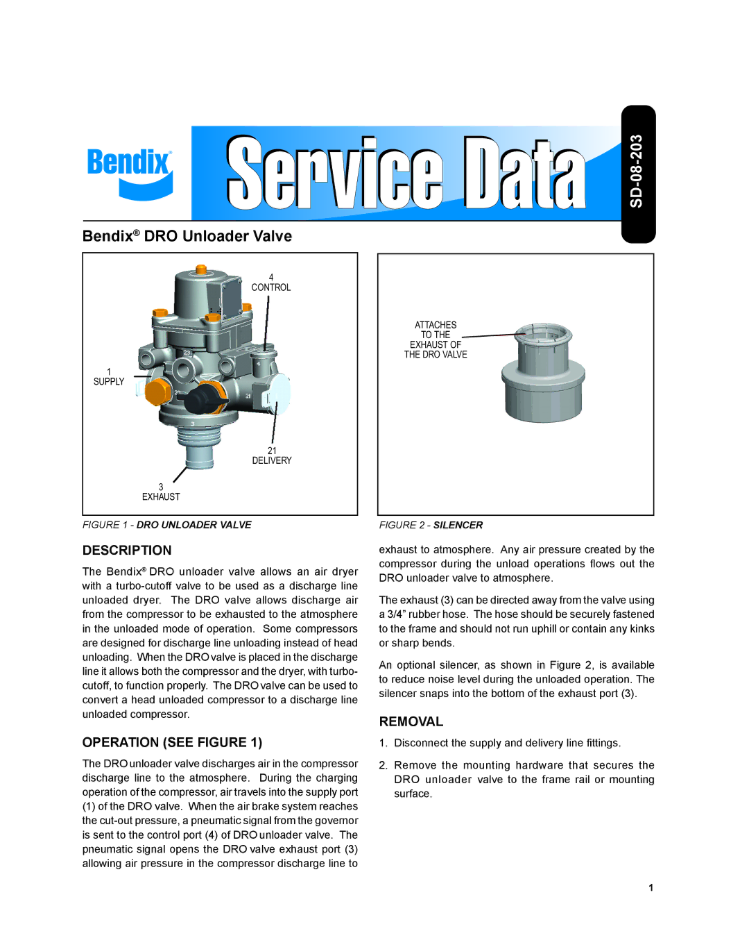 BENDIX BW2789 manual Description, Operation see Figure, Removal 