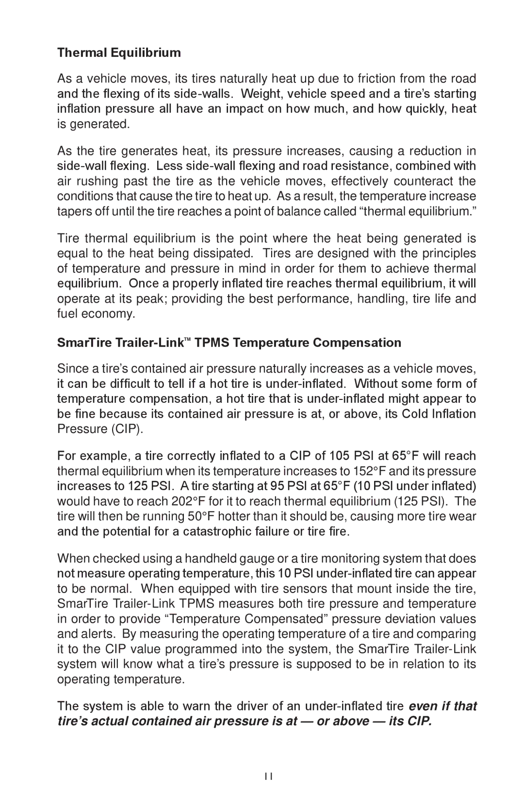 BENDIX BW2920 manual Thermal Equilibrium, SmarTire Trailer-LinkTPMS Temperature Compensation 